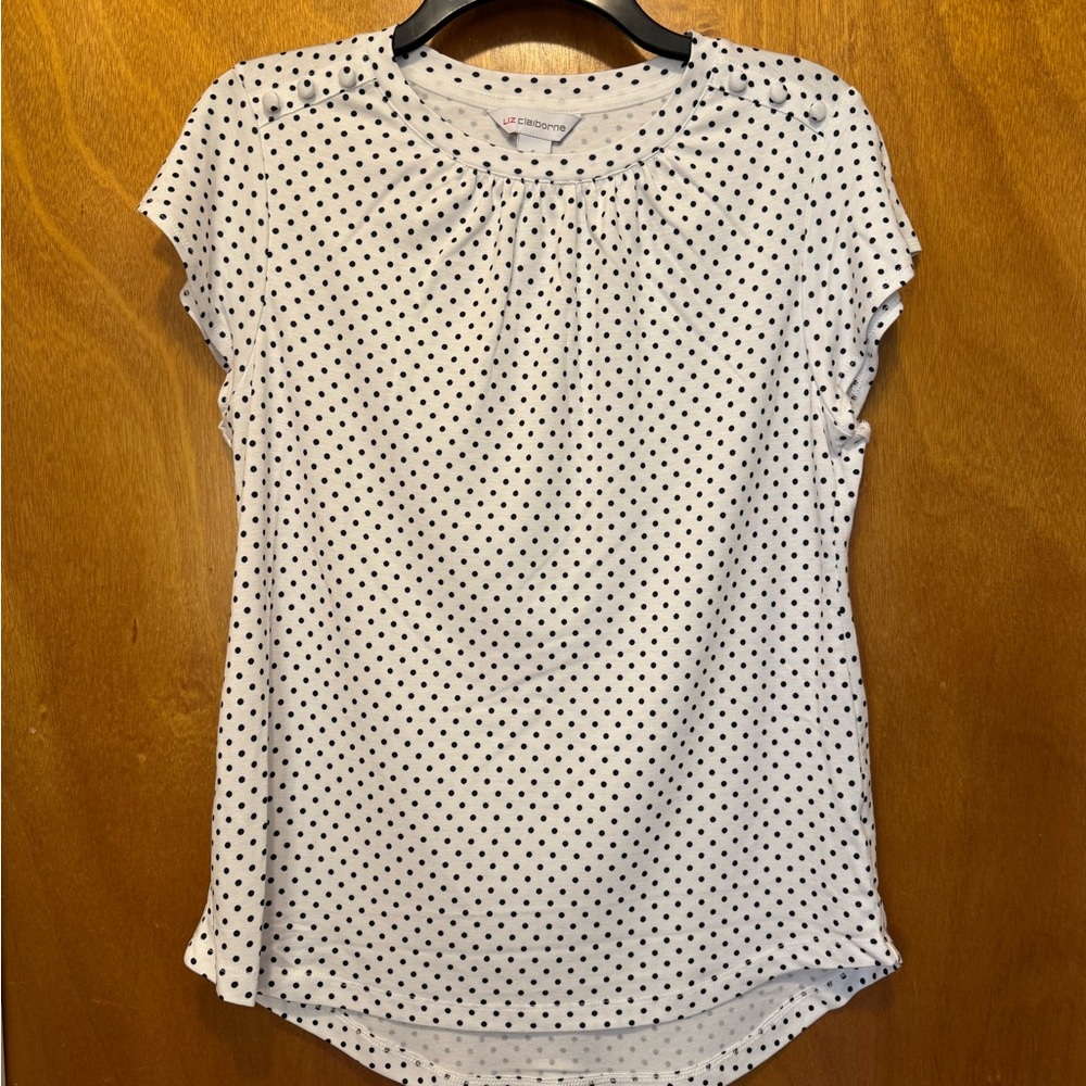 Liz Claiborne Black Polka Dot Short Sleeve Top